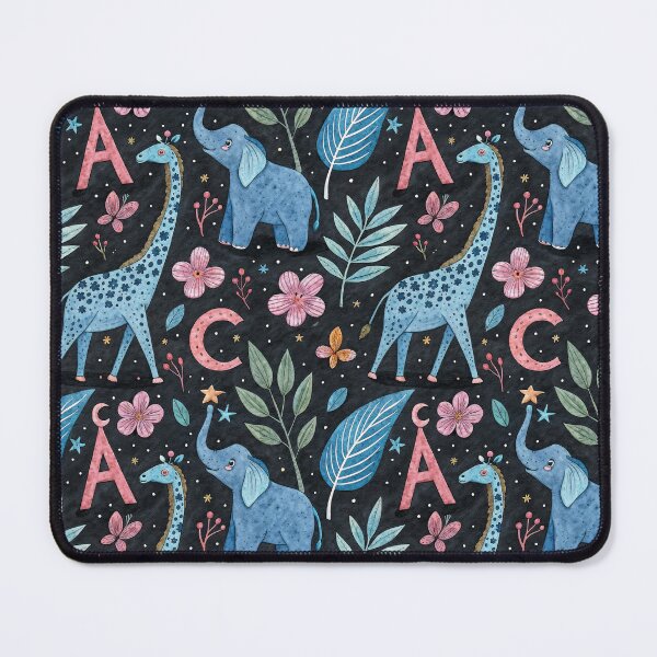 Item preview, Pink and blue alphabet letters pattern with cute animals for kids designed and sold by patterncrow.