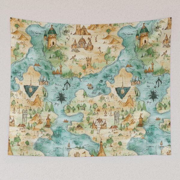Item preview, Detailed Ocean Map with Islands Monsters and Ships designed and sold by Piotrek0001.