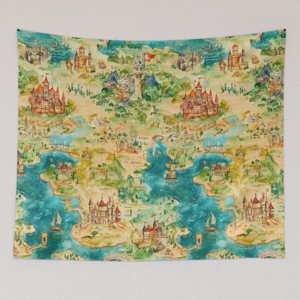 Item preview, Unknown Territory Full of Dragons Lakes and Towers designed and sold by Piotrek0001.