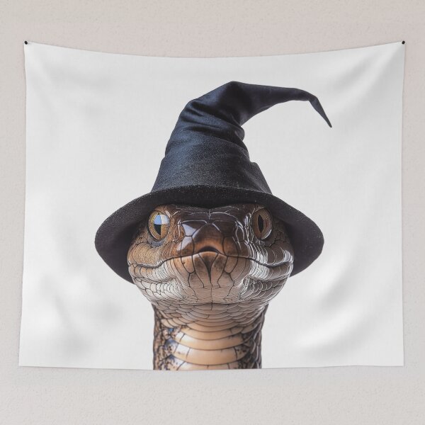 Item preview, Cobra Snake Wearing Halloween Witch Hat designed and sold by LazyOwlStore.