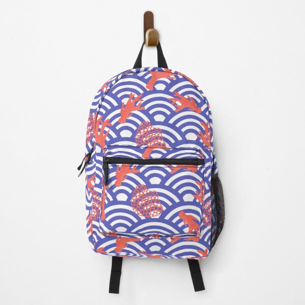 Item preview, Coral and Japanese waves - red, white and blue designed and sold by Home Cyn Home.