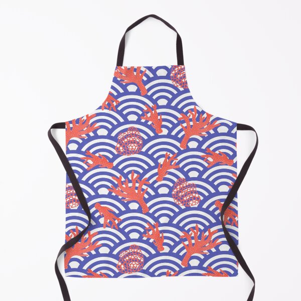 Item preview, Coral and Japanese waves - red, white and blue designed and sold by Home Cyn Home.