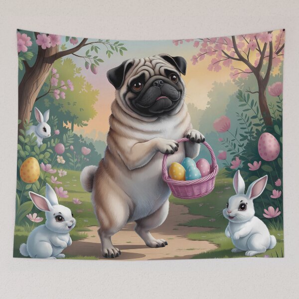 Item preview, Easter Egg Hunt with Pug and Bunnies designed and sold by Lisa Pearlman.
