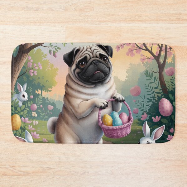 Item preview, Easter Egg Hunt with Pug and Bunnies designed and sold by Lisa Pearlman.