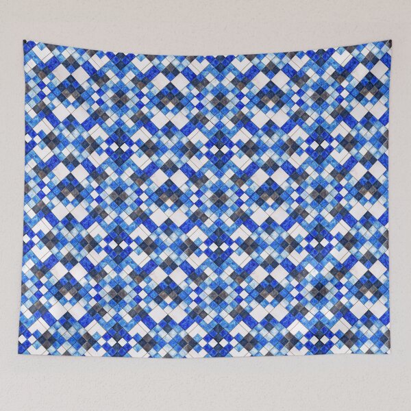 Item preview, Blue and white squares pattern, watercolor painting designed and sold by patterncrow.