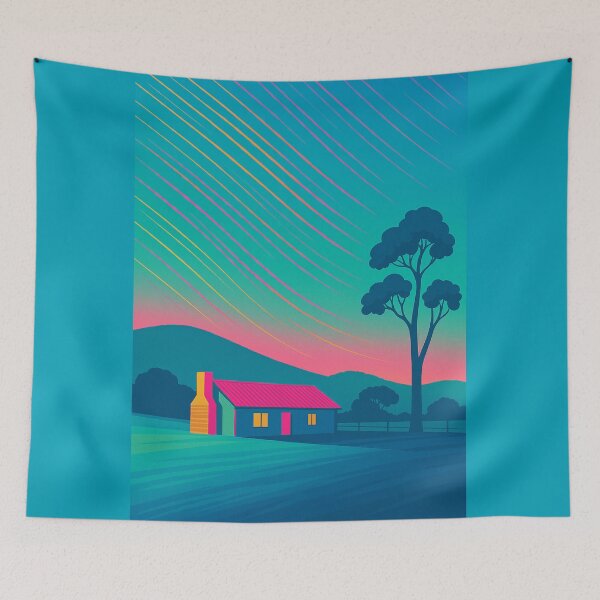 Item preview, Orroral Homestead – Neon Twilight Retro Star Trail designed and sold by MRageebArt.