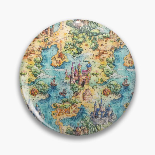 Item preview, Island World Map with Volcanoes Forests and Rivers designed and sold by Piotrek0001.