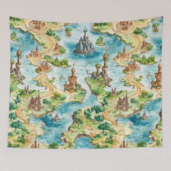 Item preview, Magical Continent Map with Hills Forts and Forests designed and sold by Piotrek0001.