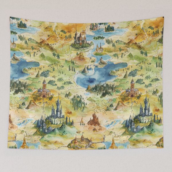 Item preview, Colorful Kingdom Map with Strongholds Towers and Paths designed and sold by Piotrek0001.