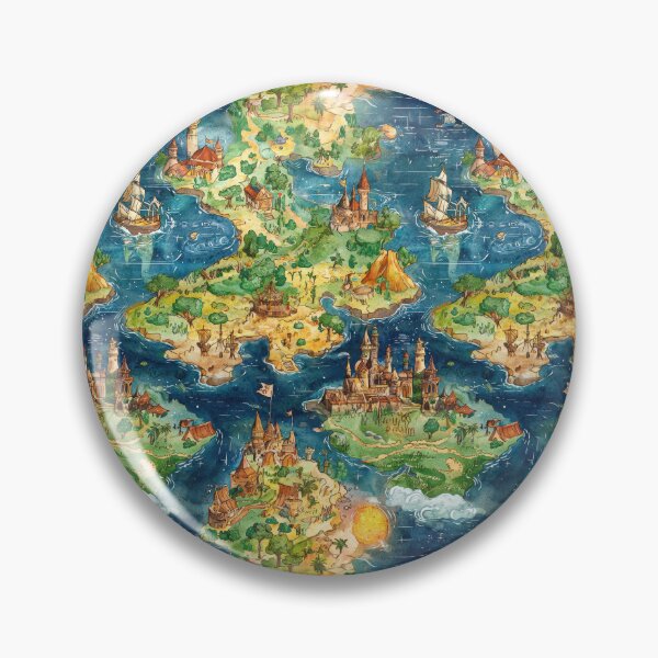 Item preview, Whimsical Fantasy Map with Lakes Mountains and Sky designed and sold by Piotrek0001.