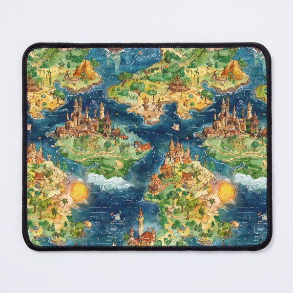 Item preview, Whimsical Fantasy Map with Lakes Mountains and Sky designed and sold by Piotrek0001.