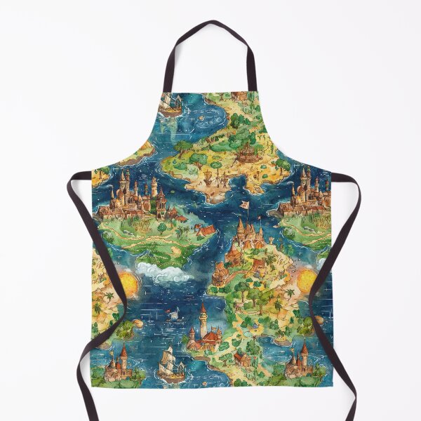 Item preview, Whimsical Fantasy Map with Lakes Mountains and Sky designed and sold by Piotrek0001.