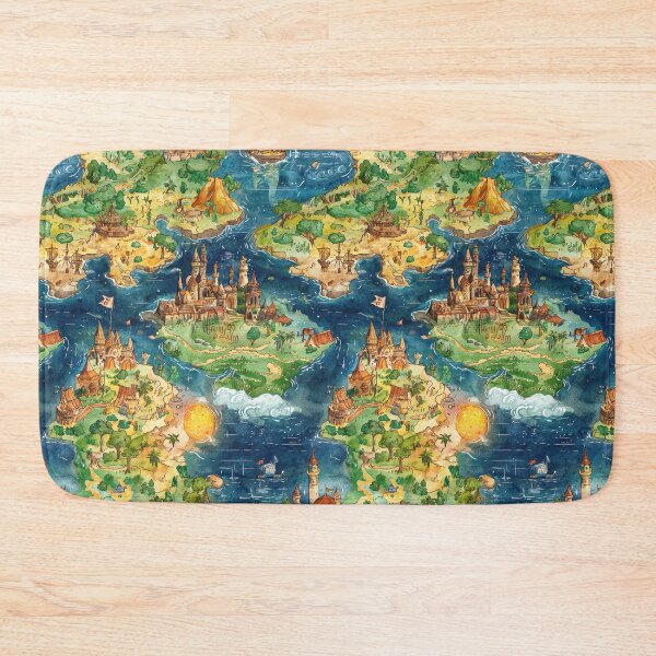 Item preview, Whimsical Fantasy Map with Lakes Mountains and Sky designed and sold by Piotrek0001.
