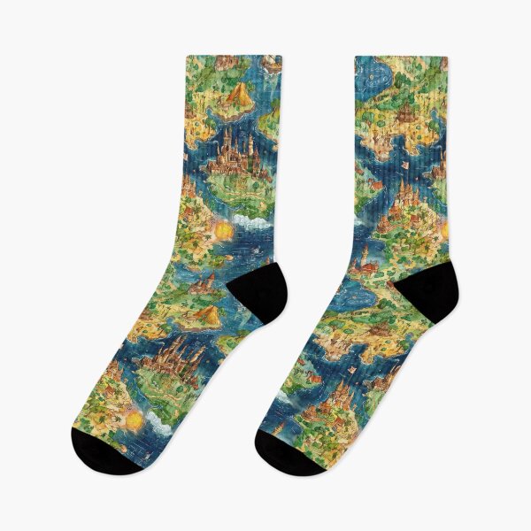 Item preview, Whimsical Fantasy Map with Lakes Mountains and Sky designed and sold by Piotrek0001.