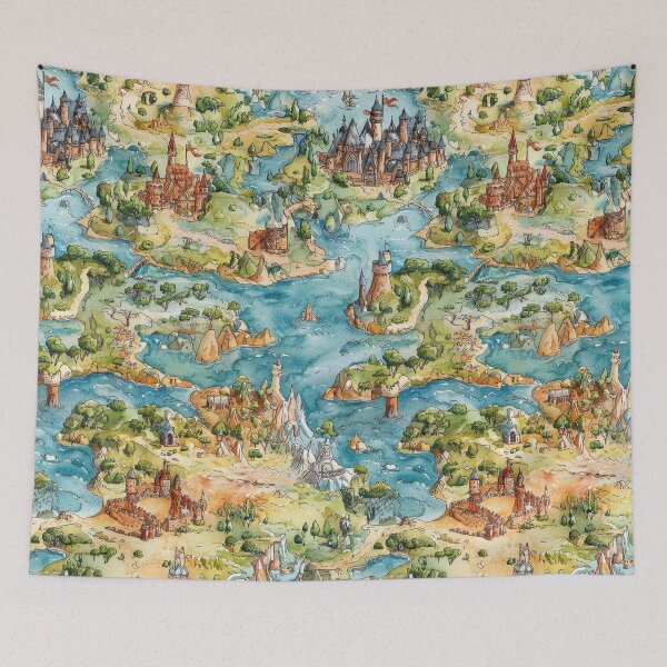Item preview, Enchanted Kingdom Map with Crystals Storms and Bridges designed and sold by Piotrek0001.