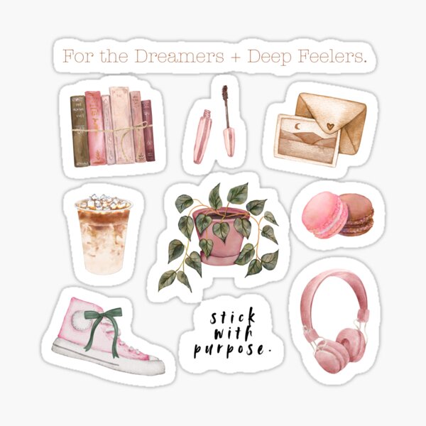 Item preview, For the Dreamers + Deep Feelers | Soft Pink Aesthetic Sticker Sheet by ZappyStix designed and sold by zappystix.