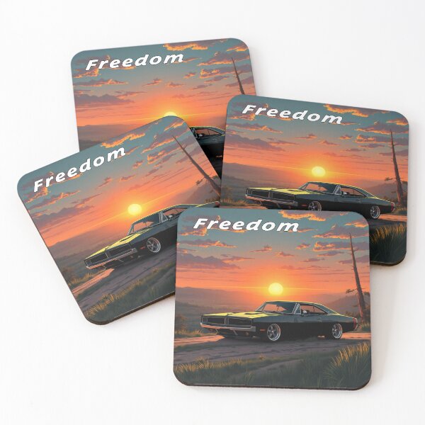 Item preview, Dodge Challenger in the mountains, sunrise, freedom 2 designed and sold by Salimgor Hangaround Music.