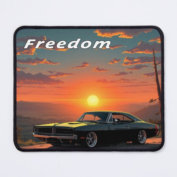 Item preview, Dodge Challenger in the mountains, sunrise, freedom 2 designed and sold by Salimgor Hangaround Music.