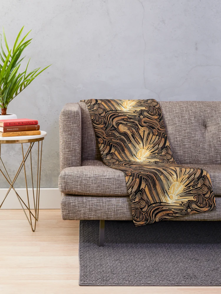 Thumbnail 2 of 6, Throw Blanket, Sun Rays Pattern Design designed and sold by Domo-Design.