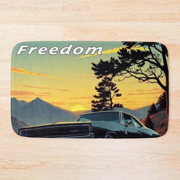 Item preview, Dodge Challenger in the mountains, sunrise, freedom 3 designed and sold by Salimgor Hangaround Music.
