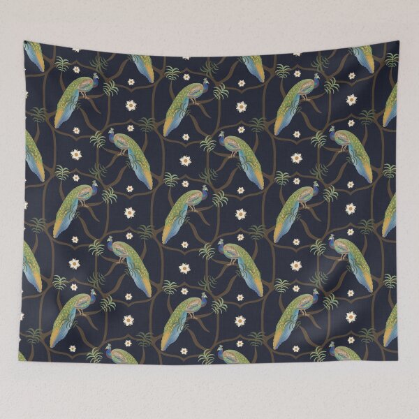Item preview, Peacock Navy Blue Pattern  designed and sold by sarahsdesigns02.