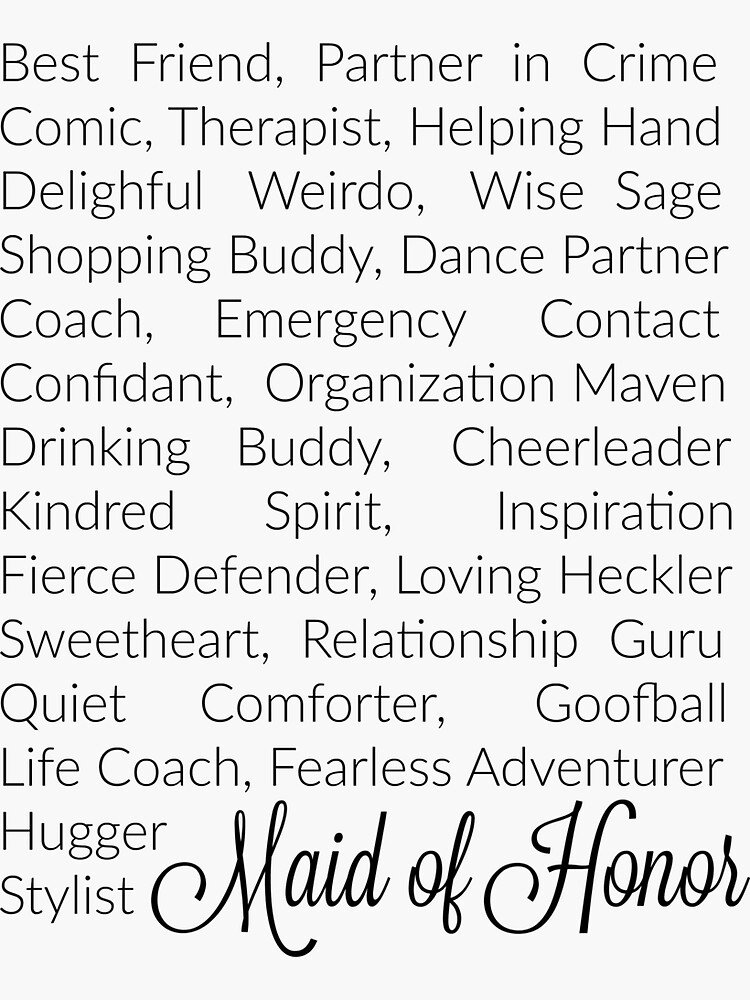 maid-of-honor-sticker-for-sale-by-willbennet-redbubble