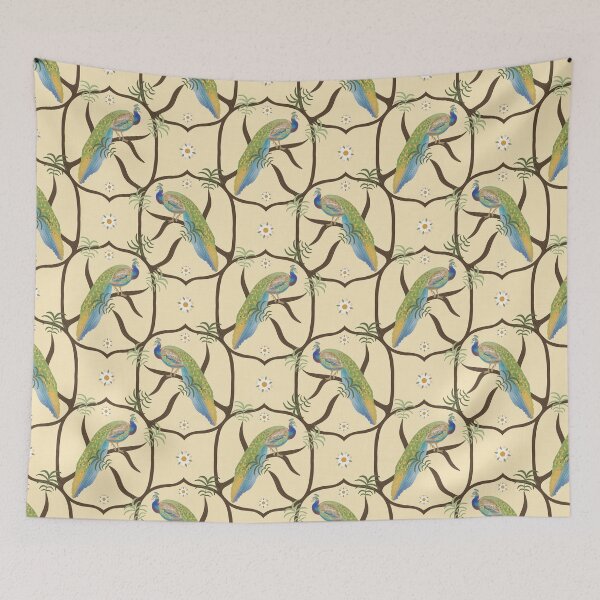 Item preview, Peacock Pale Yellow Cream Pattern  designed and sold by sarahsdesigns02.
