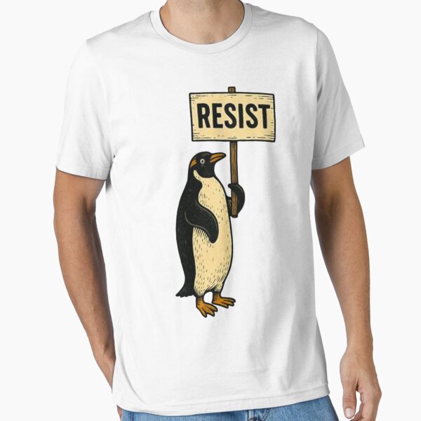 Vista previa del artículo con la obra «Los pingüinos papúa rebeldes RESISTEN la protesta antiaranceles», diseñado y vendido por LauriaJayme.