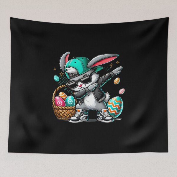 Item preview, Cool Easter Bunny in Streetwear with Basket of Eggs designed and sold by Aredbox.