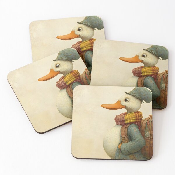 Item preview, Whimsical duck in fashionable attire with backpack. designed and sold by Artessie.