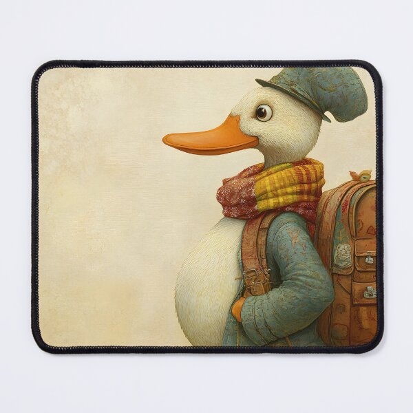 Item preview, Whimsical duck in fashionable attire with backpack. designed and sold by Artessie.