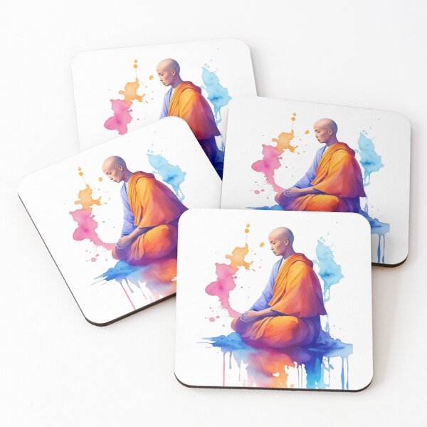 Item preview, Watercolor Monk in Peaceful Meditation designed and sold by CharmingGarden.