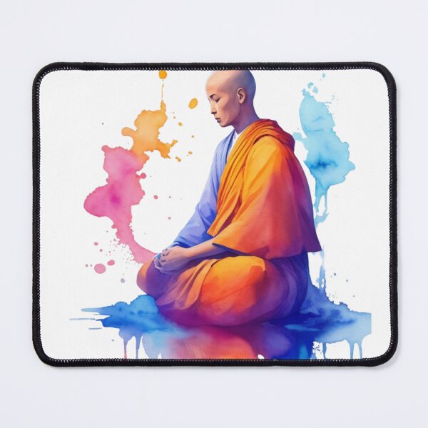 Item preview, Watercolor Monk in Peaceful Meditation designed and sold by CharmingGarden.