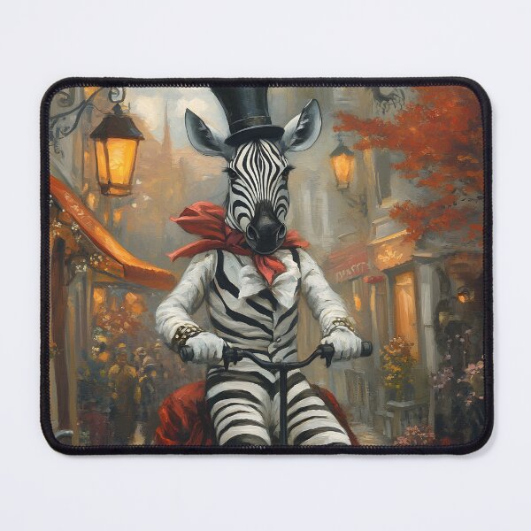 Item preview, Zebra in a top hat riding a bicycle through town designed and sold by Artessie.