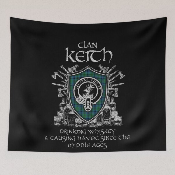 Item preview, Clan Keith drinking whiskey and causing havoc heritage crest tartan plaid designed and sold by Clan1093.