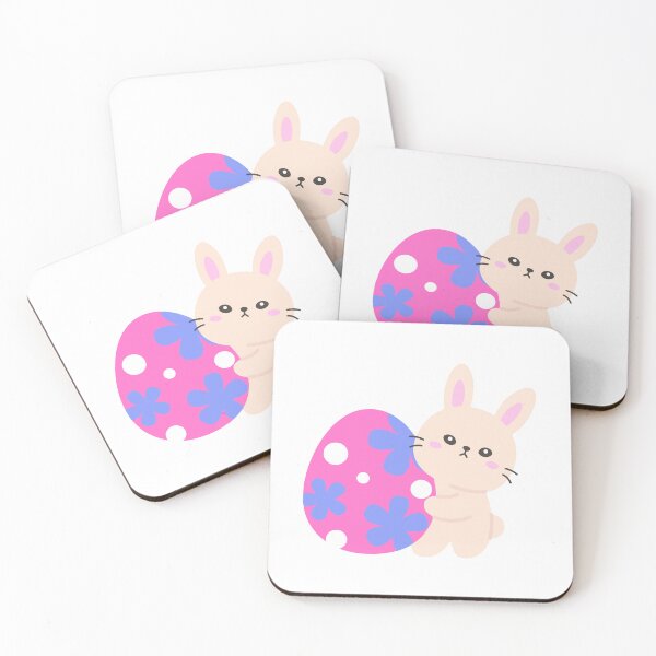 Item preview, Cute Bunny Hugging a Colorful Easter Egg – Kawaii Pastel Sticker designed and sold by BubiStudio.