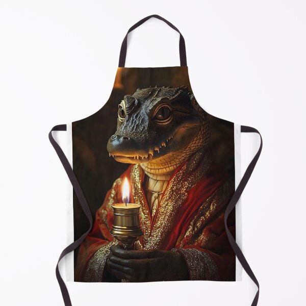 Item preview, Lizard in regal robe holding a candle, dim lighting designed and sold by Artessie.