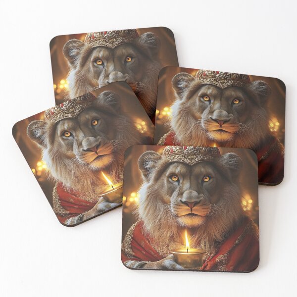 Item preview, Regal lion with chalice in ornate royal attire designed and sold by Artessie.