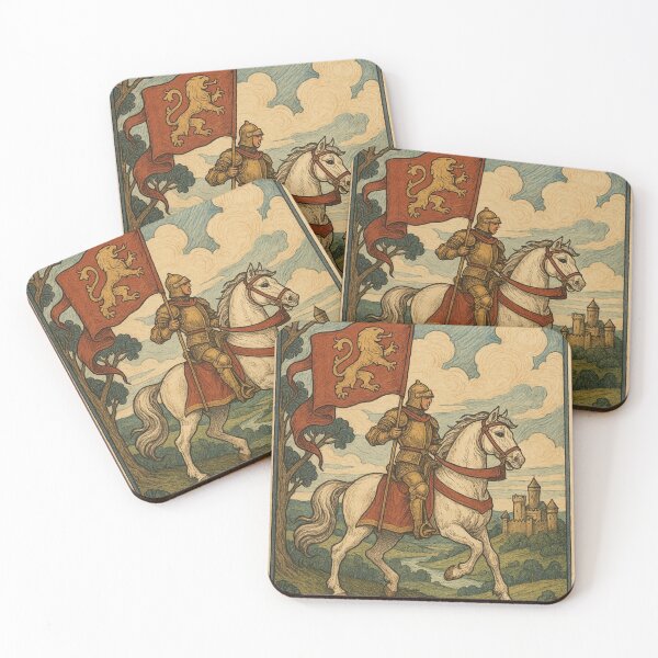 Item preview, West Kingdom Rider – Lion Banner Medieval Fantasy Scene designed and sold by Places On Earth.