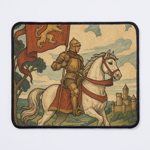 Item preview, West Kingdom Rider – Lion Banner Medieval Fantasy Scene designed and sold by Places On Earth.