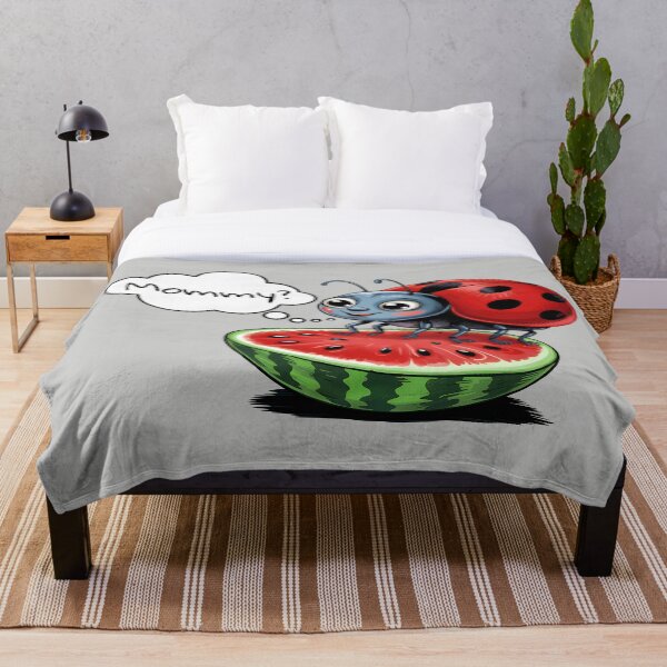 Artikelvorschau, Lustiger süßer Kawaii-Marienkäfer auf Wassermelonenwitz – Mami? entworfen und verkauft von CreativeKami.
