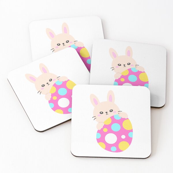 Item preview, Peekaboo Bunny with Polka Dot Easter Egg – Cute Kawaii Sticker designed and sold by BubiStudio.