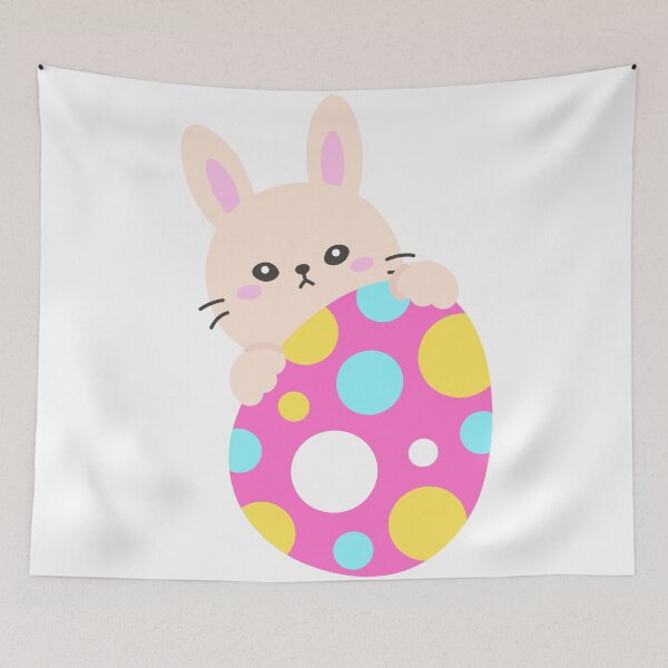 Item preview, Peekaboo Bunny with Polka Dot Easter Egg – Cute Kawaii Sticker designed and sold by BubiStudio.