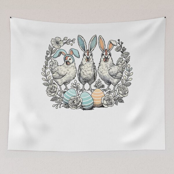 Item preview, Easter Chickens With Easter Bunny Ears And Flowers designed and sold by LuminOrb.