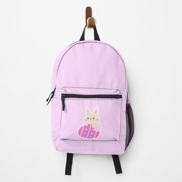 Item preview, Kawaii Bunny with Striped Pink Easter Egg designed and sold by BubiStudio.