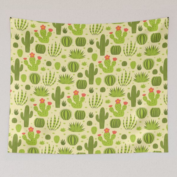 Item preview, pattern with various desert cacti designed and sold by burbura.