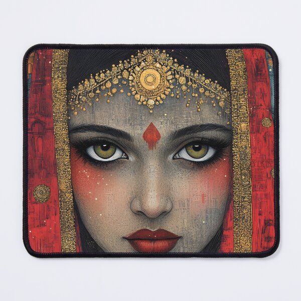 Item preview, Illustration of enigmatic woman with vibrant details designed and sold by Artessie.