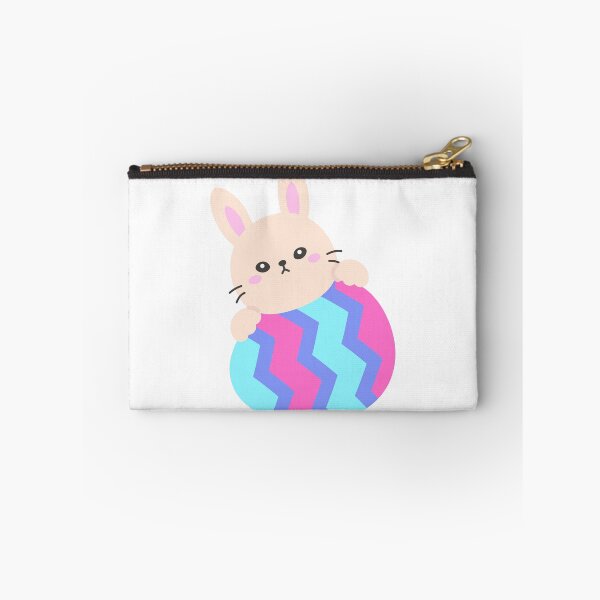 Aperçu de l'œuvre Lapin kawaii regardant derrière un œuf de Pâques – Autocollant pastel mignon créée et vendue par BubiStudio.