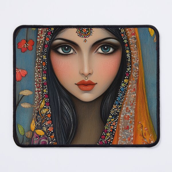 Item preview, Elegant mystical portrait with floral and abstract motifs designed and sold by Artessie.