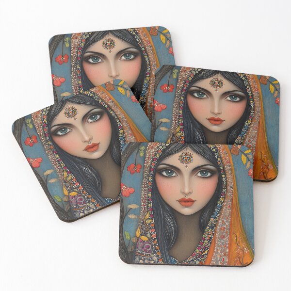 Item preview, Elegant mystical portrait with floral and abstract motifs designed and sold by Artessie.